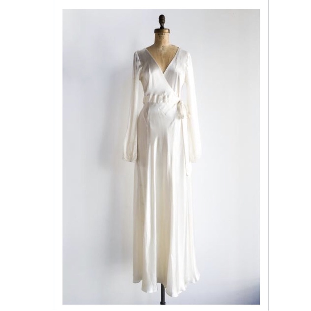 Vintage silk wrap wedding dress